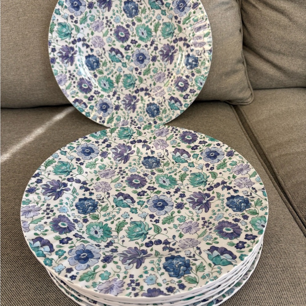 Shabby Chic Est 1989 Beautiful Floral Design Melamine 11" Dinner Plates Set of 8